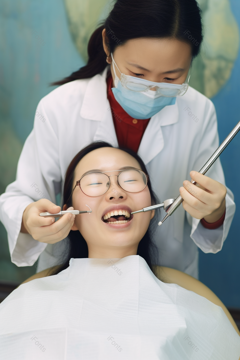 戴眼镜的医生检查牙齿医疗设备,高清,摄影图,摄影图片,图片大全,摄影图免费下载